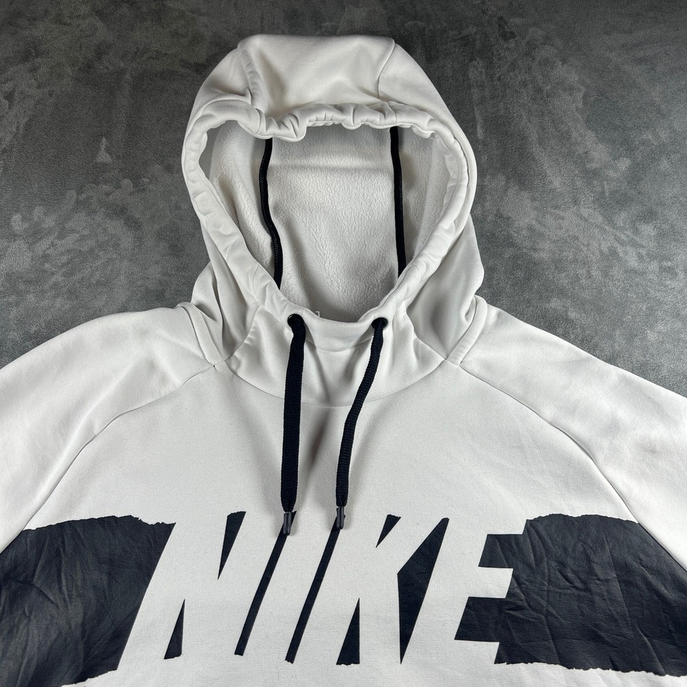 Nike‎ Dri-FIT Graphic Hoodie Mens XL White Black Pullover